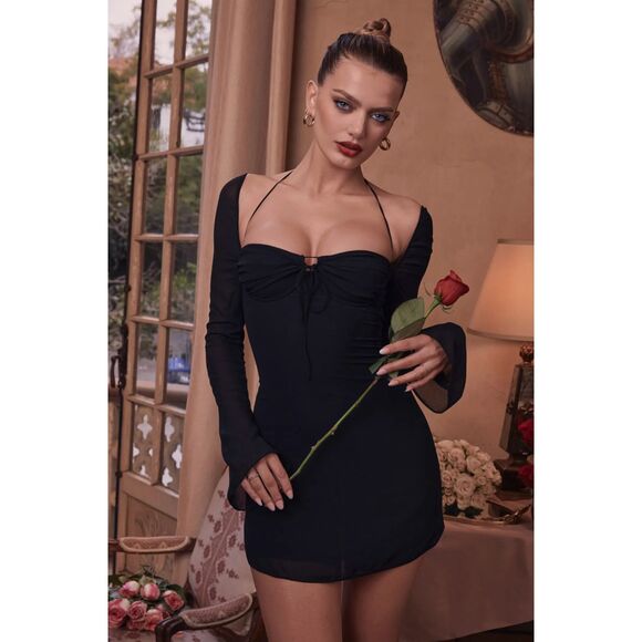 HOUSE OF CB Babydoll Georgette Halter Minidress Women's X-Large D/E (Fuller Cup) - Picture 9 of 11